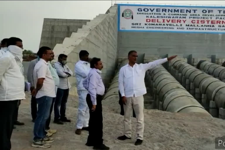 minister harishrao visits mallana sagar project