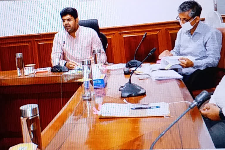 Dushyant Chautala took review meeting through video conferencing