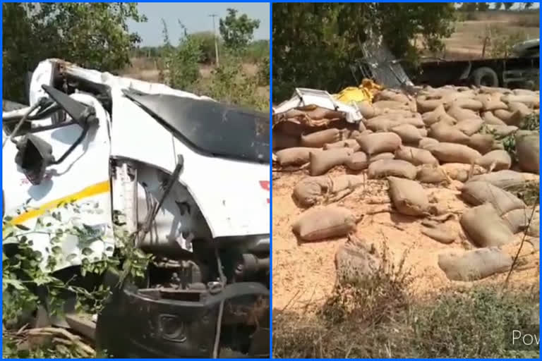 DCM van hit by a flier Both of them serious injuries in kamareddy