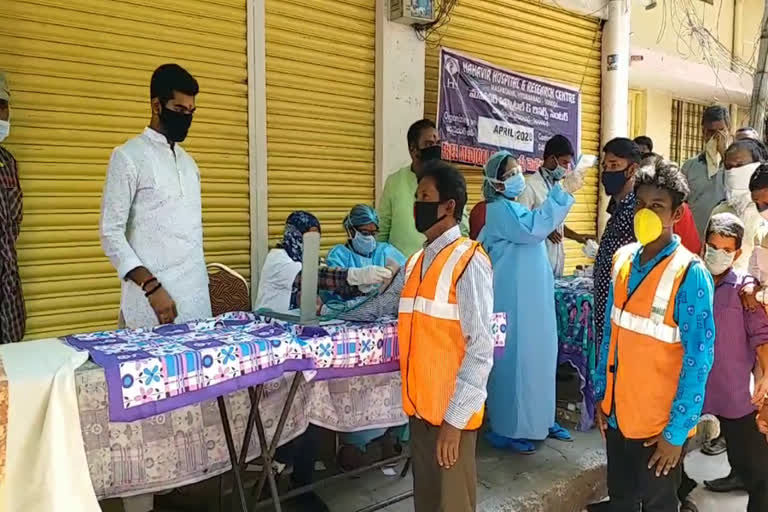 bjp conducted health camp to sanitization workers at basheerbagh hyderabad