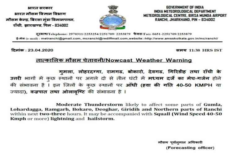 weather department gave information