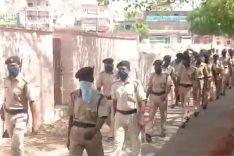 Jodhpur news, Police flag march, curfew affected areas