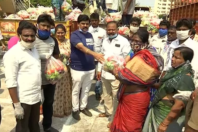 vegetables distribution to  poor people in ongole