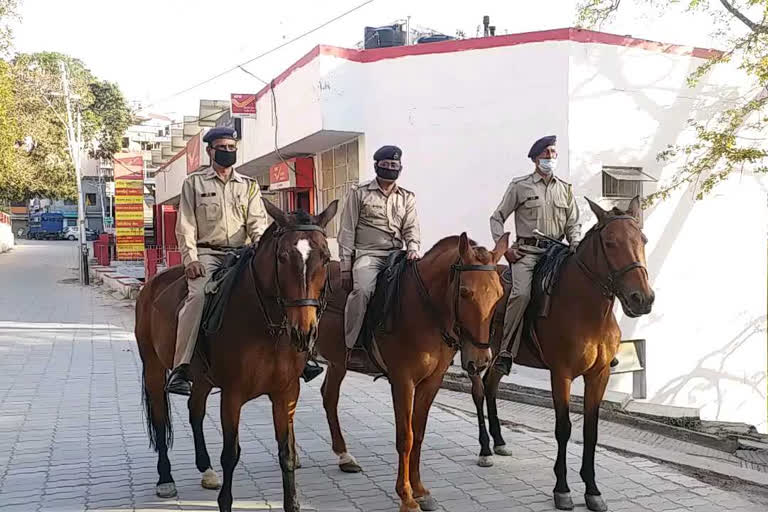 Police personnel  duty on horses in Nahan