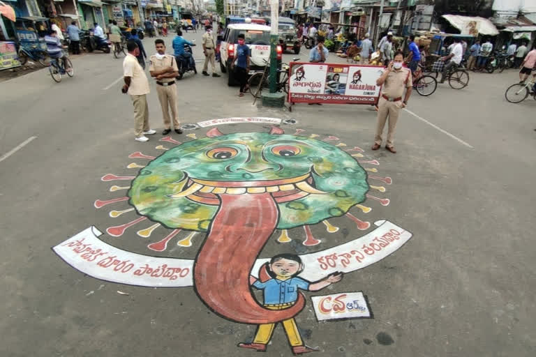 Awareness on prevention of corona outbreak with paintings in parvathipuram