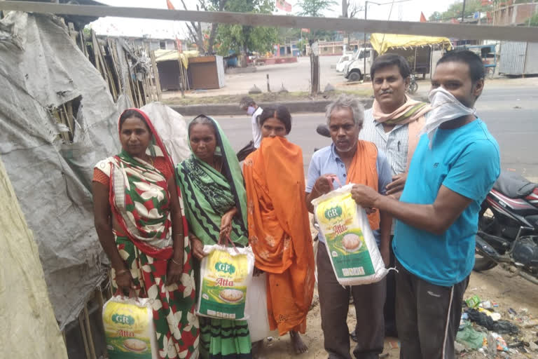 Distribution of relief material among the needy in giridh