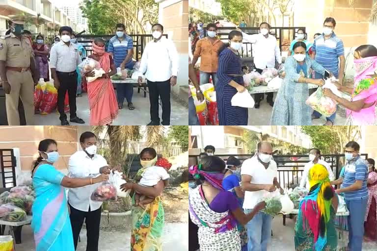 knr villa residences distributed rice and vegetables to poor people at nizampet hyderabad