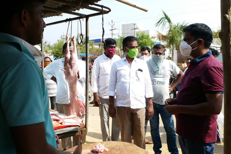 MLA Marri Janardhan Reddy  checked mutton shops in Nagar Kurnool district