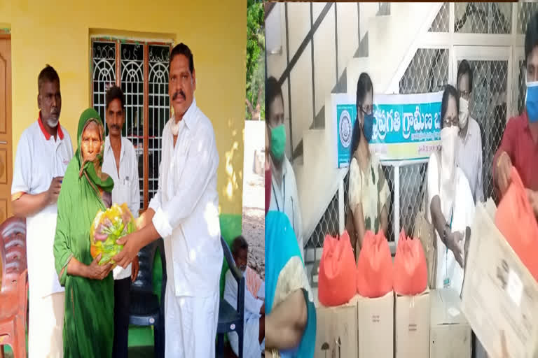 party leaders donors social service organisations distribute daily needs vegetables to poor people