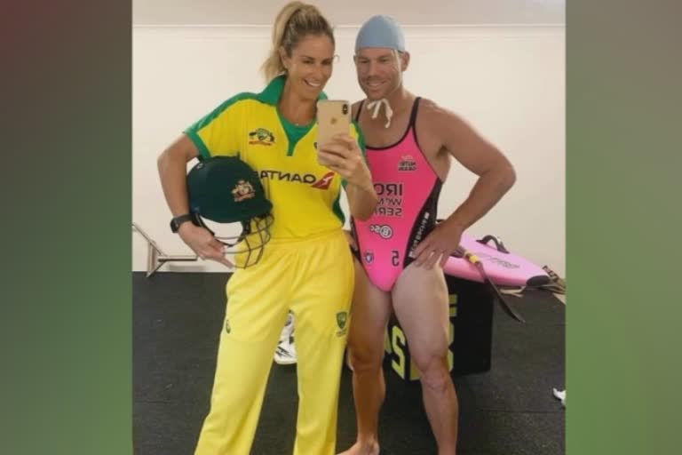 David warner switch up with wife candice wearing costume