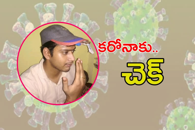 A Student invented Corona cap in kalwakurthy