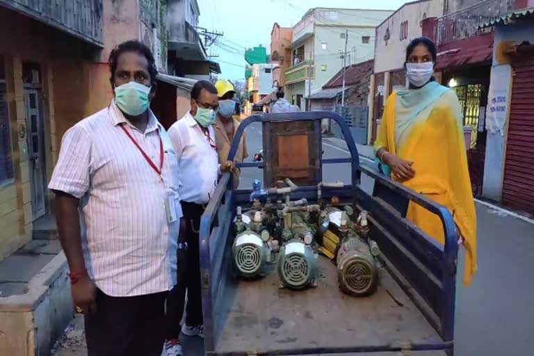 illegally placed electric motors seized in kancheepuram