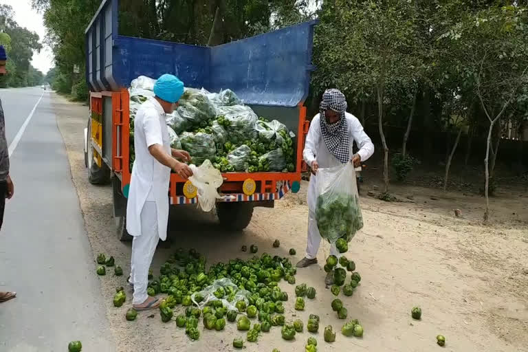 Farmers throw vegetables on roads