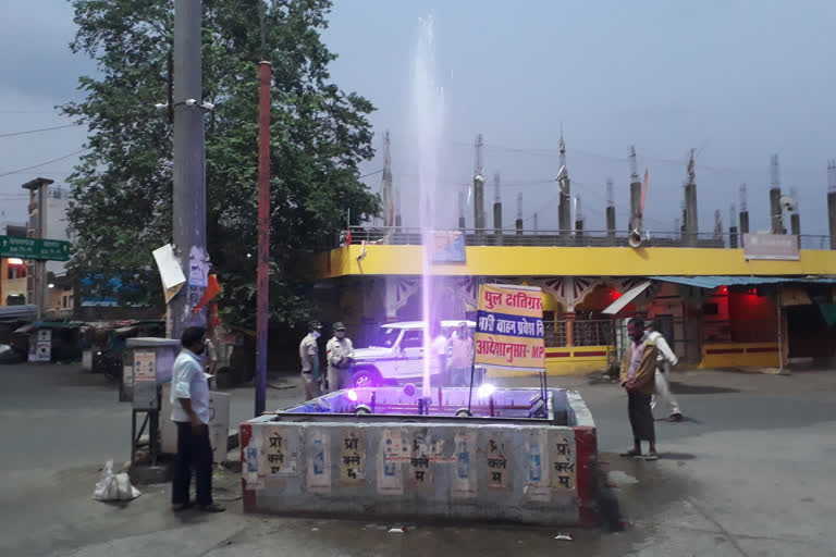 Sanitary medicine poured in the shower fountain