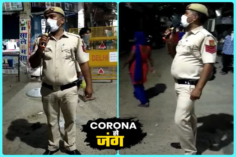 delhi police is making people aware by announcing due to coronavirus