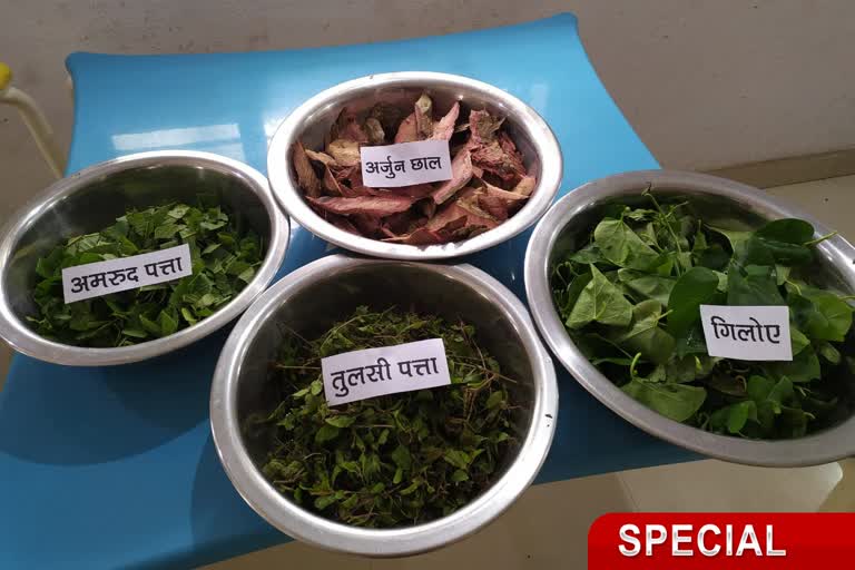 An immunity booster is being prepared at Karamapada dispensary center in Chaibasa