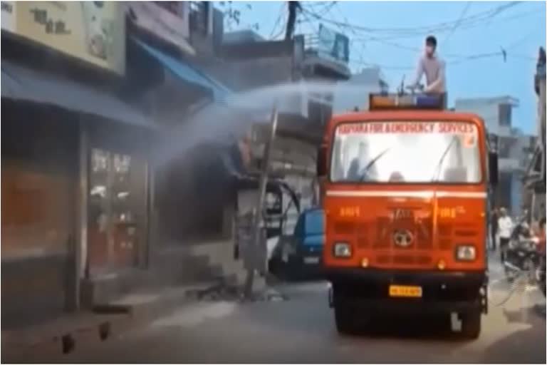 Fire Department sanitizes the cities of Palwal, Hodal, Hathin