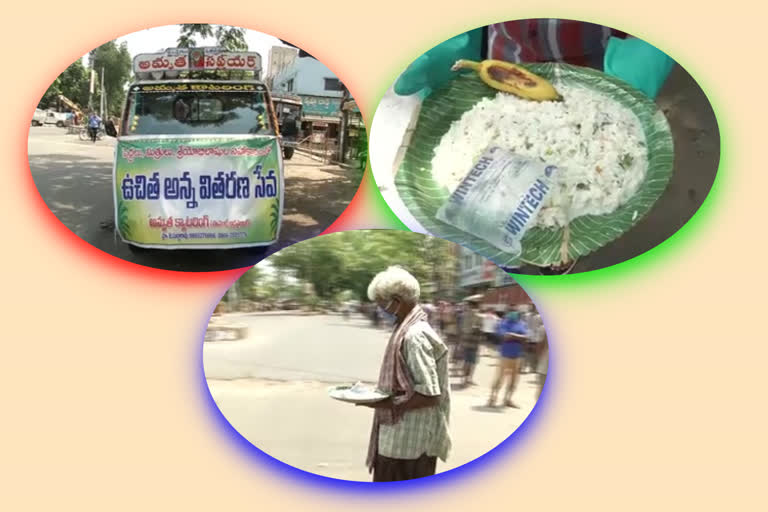 due to corona lockdown food distribution for  migrant workers at vijayawada in krishna