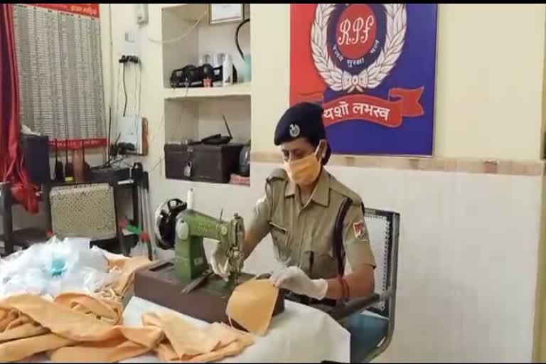 women constable making masks