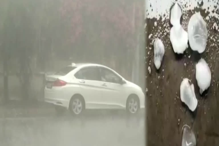 Heavy rain and hailstorm in Ghaziabad