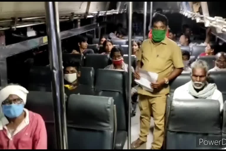 migrant people going to their hometown from guntur district