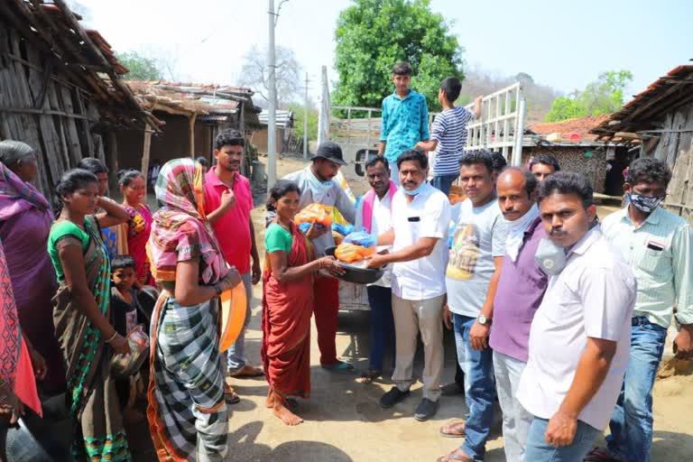 old students food items distributed at mamada nirmal