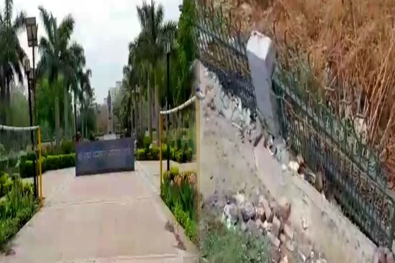 Ram Manohar Lohia Park boundary broken in suspicious condition in Ghaziabad