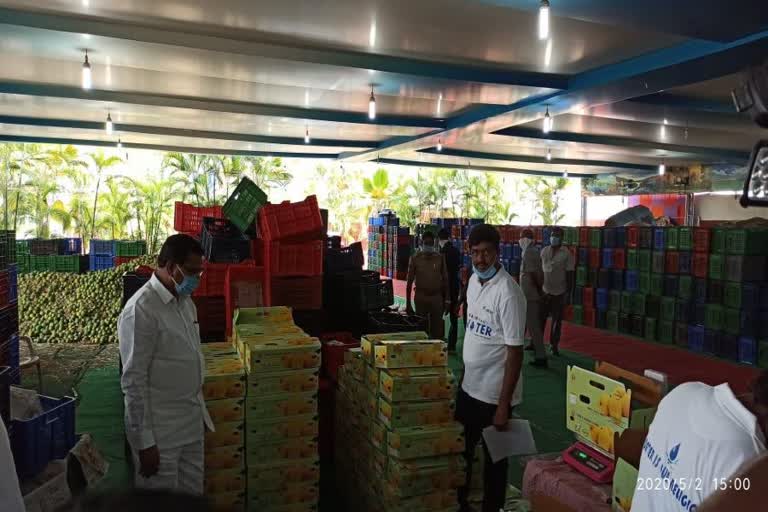 minister-niranjan-reddy-visit- walk for water ngos fruits-packing-centre-at-moosapet-kukatpally-hyderabad