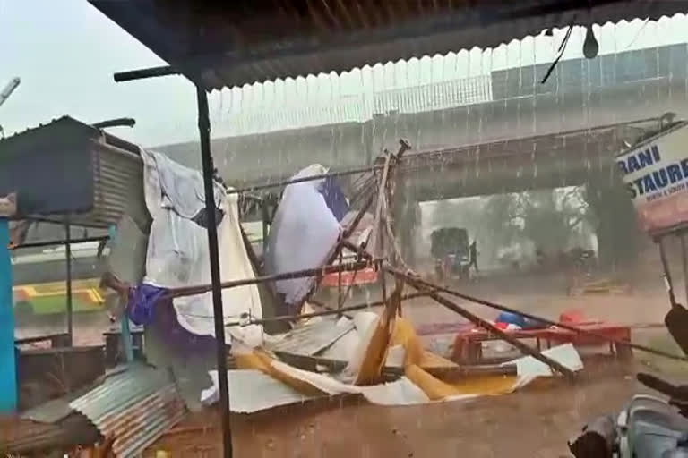 check post collapsed due to heavy rain and wind