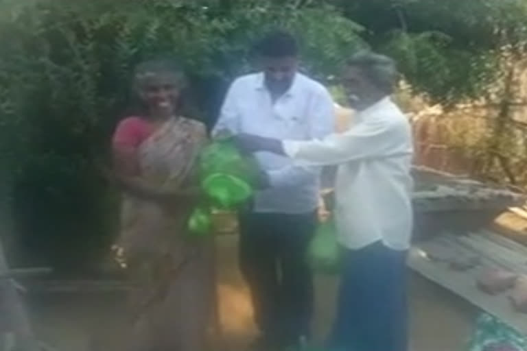 industrialist distributing vegetables and essentials  to poor people in prakasam district