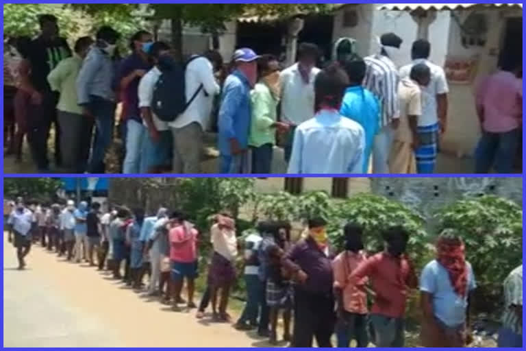 people are waitting for wine without follow lockdown rules in nellore