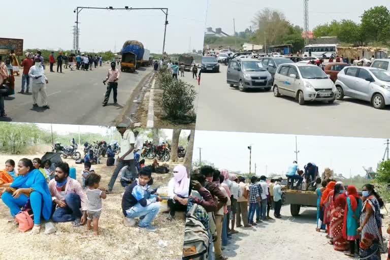 migrant labor  reach to vadapally check post for go to andhrapradesh