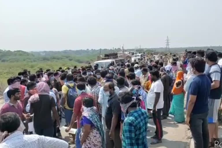 Migrant workers' concern at the border in pondugula guntur district