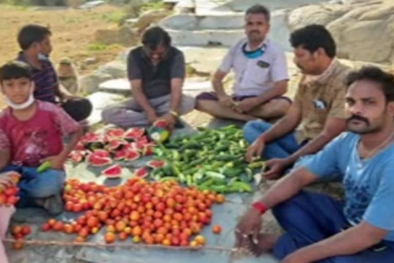 emmiganuru hindu chaitanya vedika people feeding to animals in hill areas