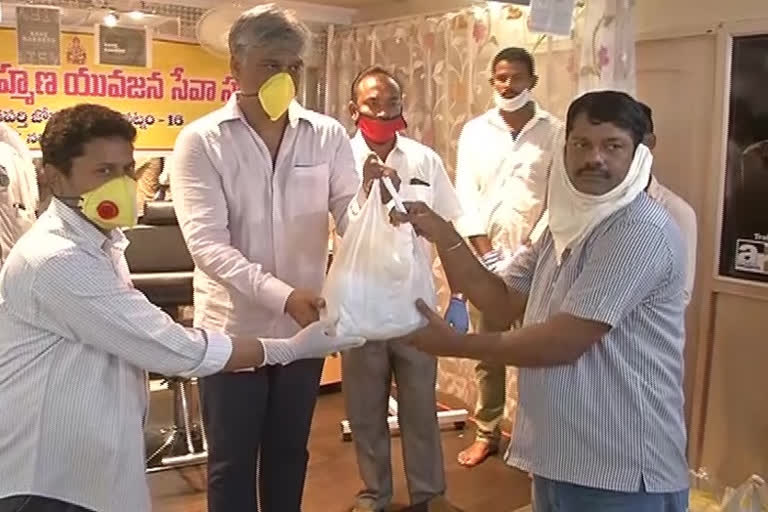 Distribution of essentials to barbours in Visakhapatnam