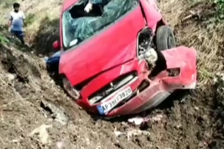 road accident in krishna district two men injured