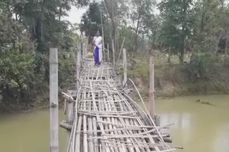 Broken bamboo bridge in home district of Chief Minister