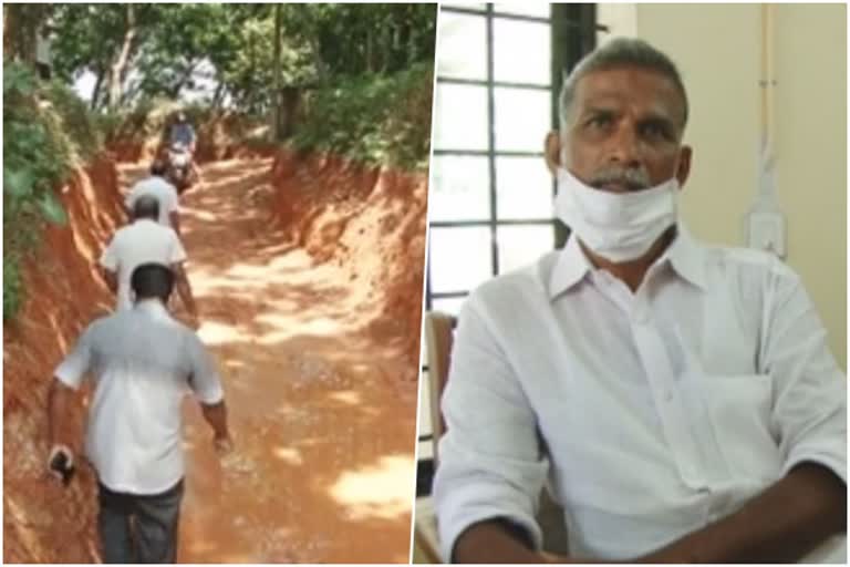 Soil accusation  panchayat president  പി.കെ മൊയ്തു  Muslim league  ettippara modern padi road  റോഡ് നിർമാണം  പഞ്ചായത്ത് പ്രസിഡന്‍റ്  മണ്ണെടുപ്പെന്ന് ആരോപണം  ഈട്ടിപ്പാറ - മോഡേൺപടി റോഡ്