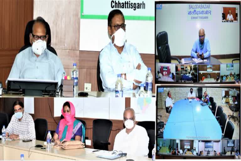 Minister Premasai Singh Tekam addresses newly elected officials through video conferencing in raipur