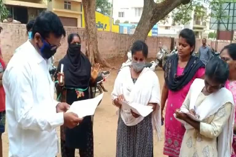 Women protest in front of Taluk office