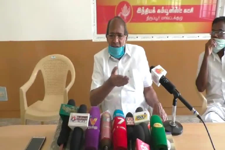 Tiruppur mp subbarayan condemned central and state govt for migrants protest