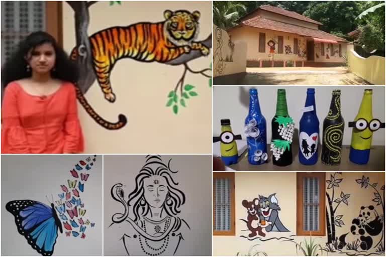 sabari babu wall paintings  pathanamthitta wall paintings  sabari bottle art  ലോക്ക് ഡൗൺ കല  lockdown paintings  കോന്നി കുളത്തുമണ്‍  ശബരി ബാബു ചിത്രം  ആർട്ട് ഗ്യാലറി ചിത്രം  ശബരി ചുമര്‍ചിത്രം  കോന്നി എസ്‌എന്‍ സ്‌കൂൾ