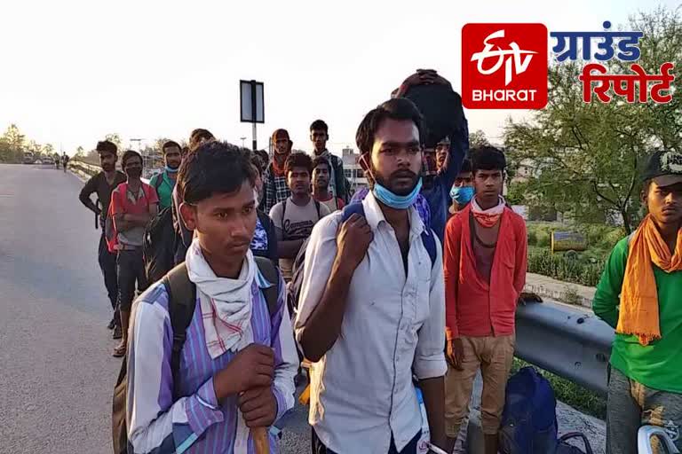 migrant labourers travelling to home kurukshetra