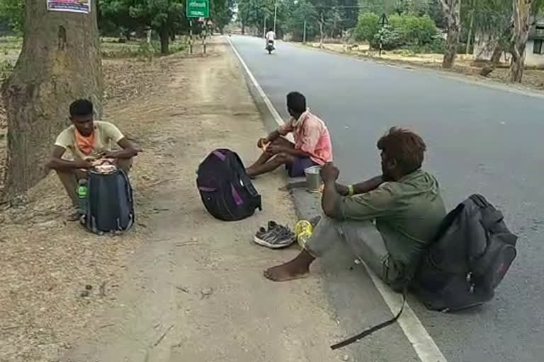 Migrant laborers are going to Jashpur by walking from Hyderabad in korba