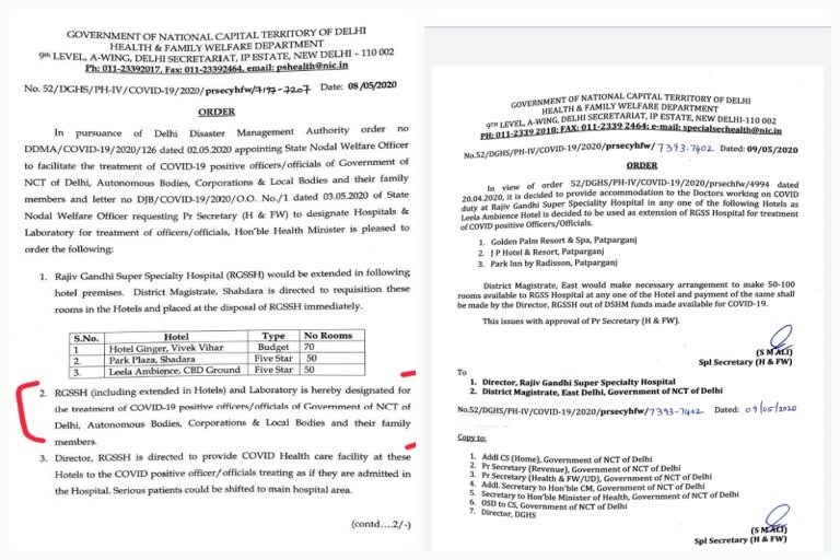 corona in delhi: five star accommodation for the officers and their treating doctors