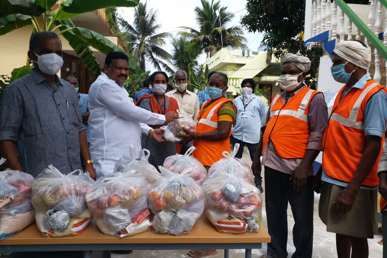 MLA Chittibabu Distributed Daily Essentials to poor