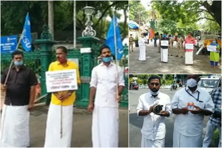 thiruvananthapuram protest  government  cliff house protest  ksu protest  bjp protest  മുഖ്യമന്ത്രി ഔദ്യോഗിക വസതി  ക്ലിഫ് ഹൗസ് പ്രതിഷേധം  എ.സമ്പത്ത്  സംസ്ഥാന സര്‍ക്കാര്‍ ഡൽഹി പ്രത്യേക പ്രതിനിധി  കെഎസ്‌യു സെക്രട്ടേറിയറ്റ് സമരം  നിൽപ്പ് സമരം  വിളിച്ചുണർത്തൽ സമരം