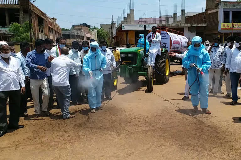 chemical spray to prevent corona at zahirabad in sangareddy district