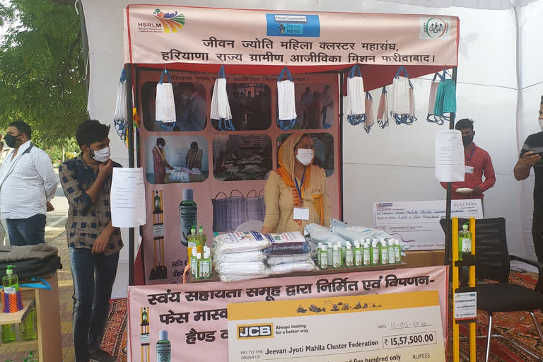 Sales center for mask and sanitizer set up in Faridabad