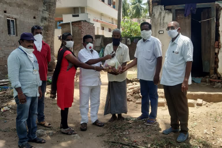 ongc distributing essentials to poor people in narasapuram